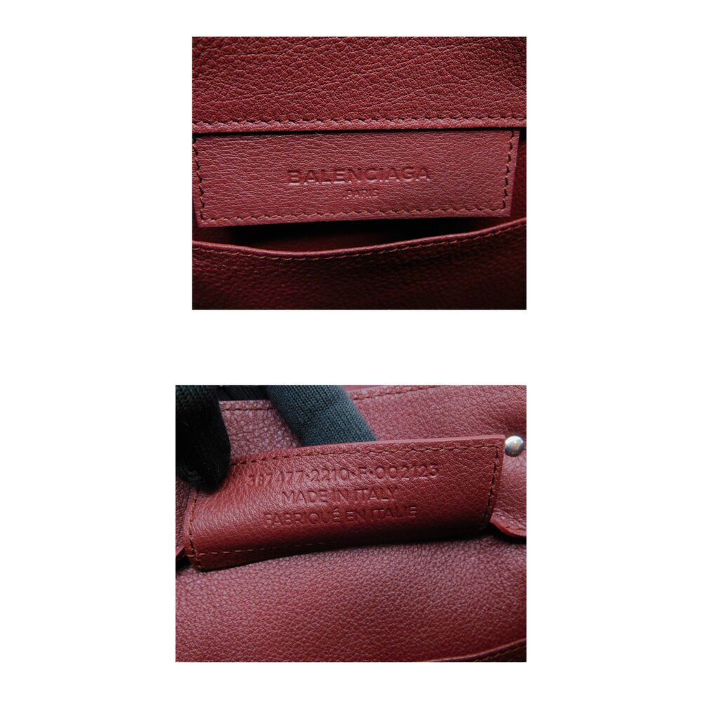 BALENCIAGA Paper Handbag Mirror Shoulder Strap Leather Brown Maroon Compact - Picture 5 of 7